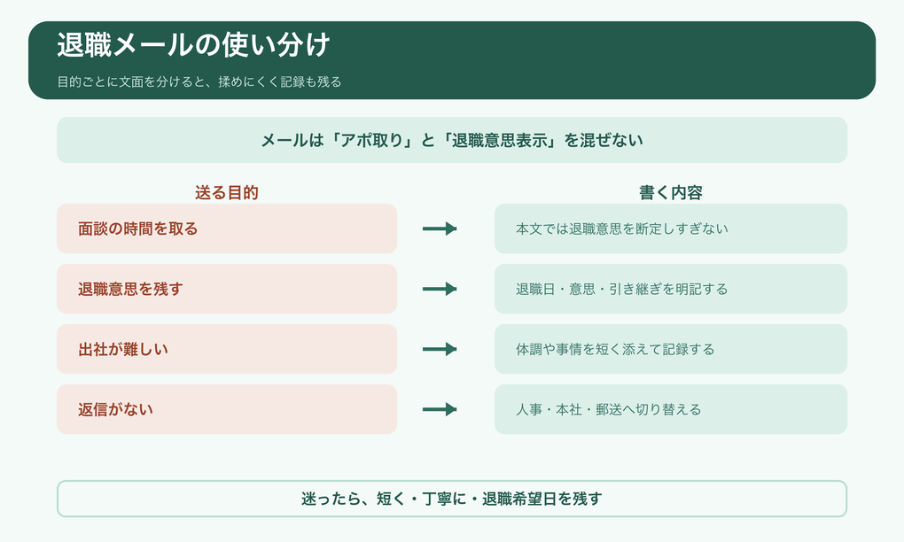退職メールの使い分け